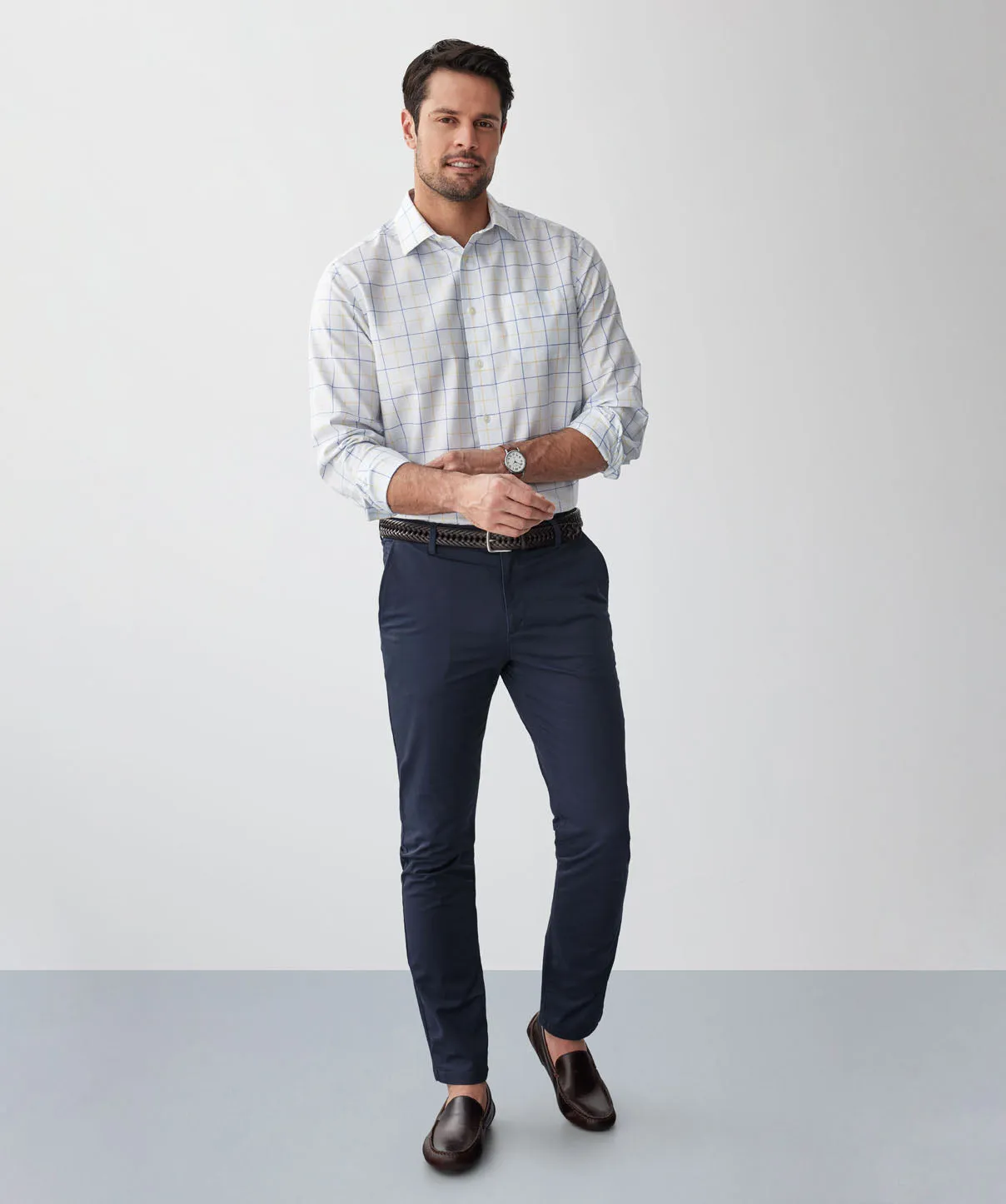 Tailored Non Iron Twill Check Long Sleeve Shirt - Sky Blue sold by GAZMAN product image thumbnail 5