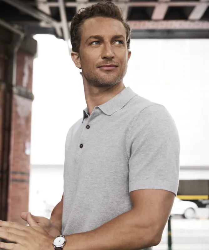 Textured Knit Polo - Grey Marle sold by GAZMAN