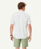 Linen Blend Turtle Print Short Sleeve Shirt - White sold by GAZMAN