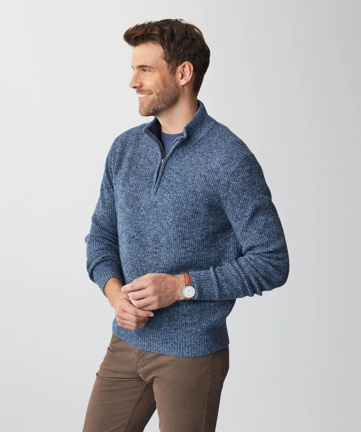 Wool Blend Half Zip Knit - Denim sold by GAZMAN product image thumbnail 5