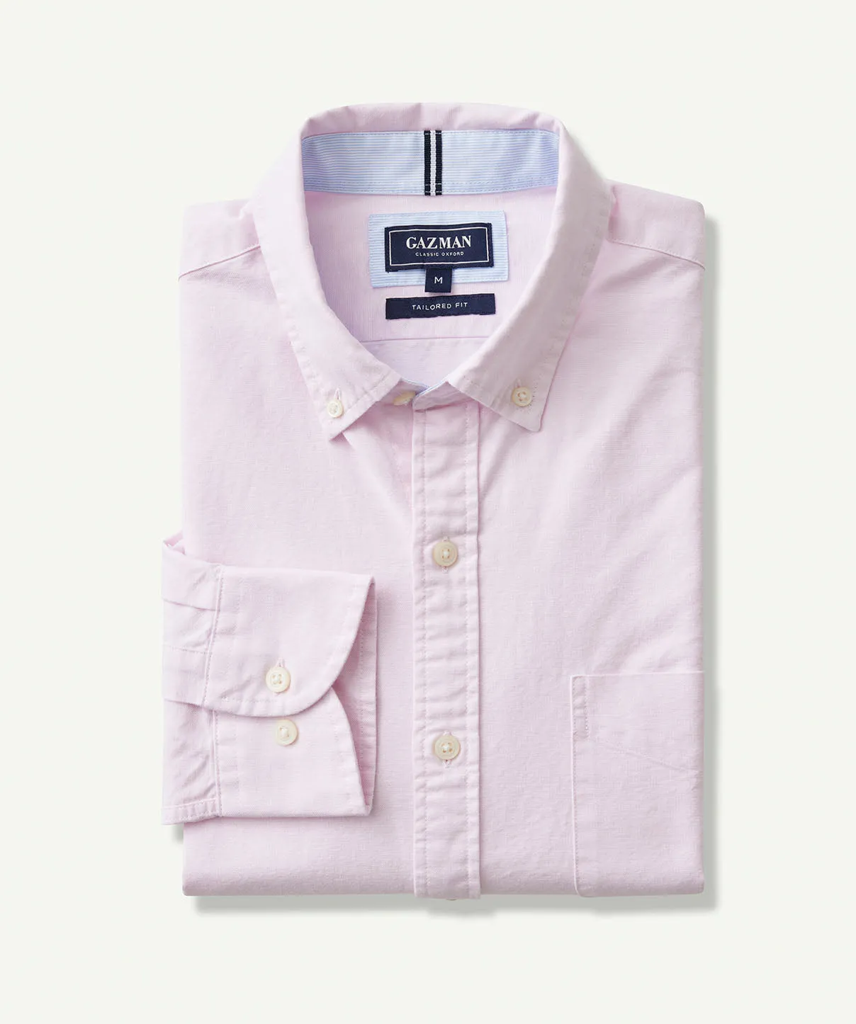 Tailored Plain Casual Oxford Long Sleeve Shirt - Pale Pink sold by GAZMAN product image thumbnail 2