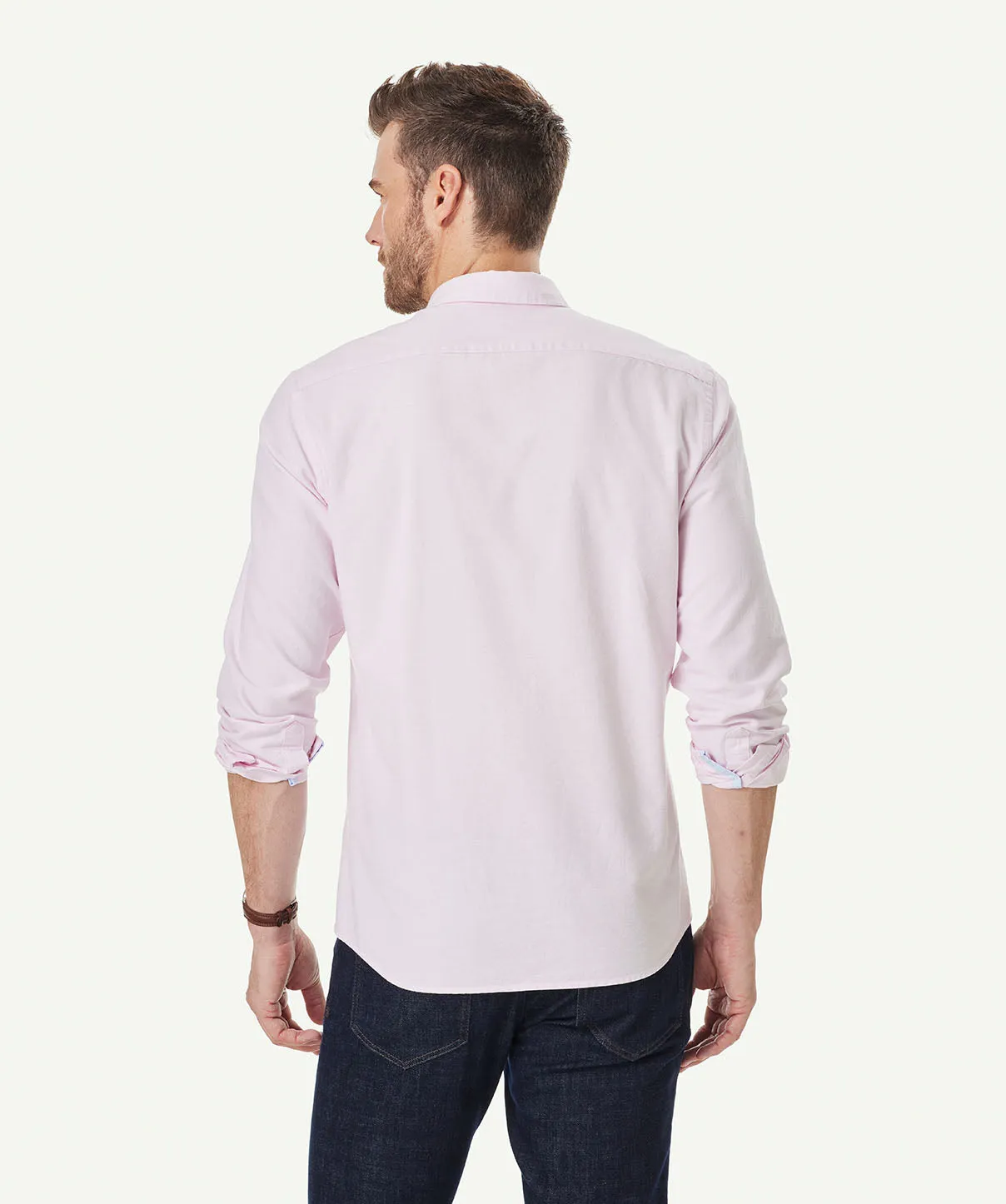 Tailored Plain Casual Oxford Long Sleeve Shirt - Pale Pink sold by GAZMAN product image thumbnail 3
