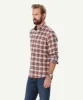 Brushed Twill Check Long Sleeve Shirt - Terracotta sold by GAZMAN
