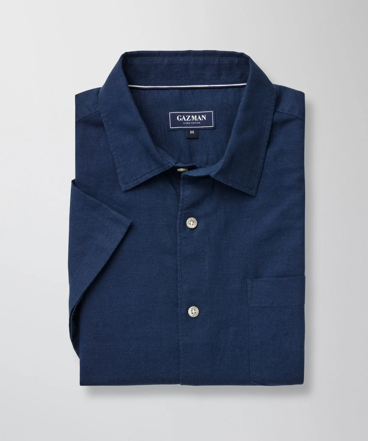 Linen Blend Plain Short Sleeve Shirt - Navy sold by GAZMAN product image thumbnail 2