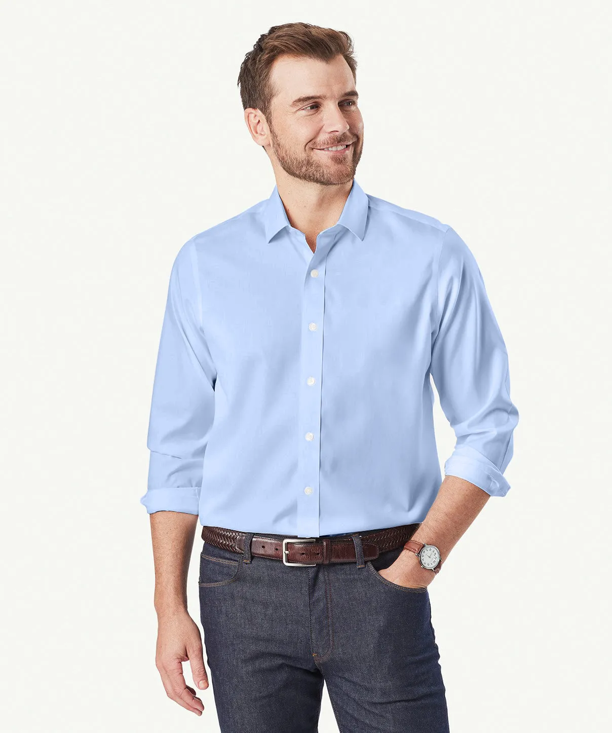 Easy Care Plain Oxford Shirt - Blue sold by GAZMAN