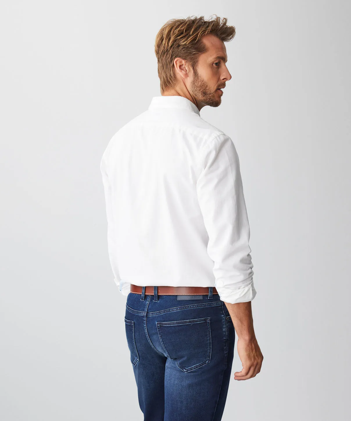 Plain Casual Oxford Long Sleeve Shirt - White sold by GAZMAN product image thumbnail 4