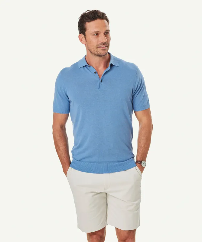 Cotton Linen Knit Polo - Slate sold by GAZMAN