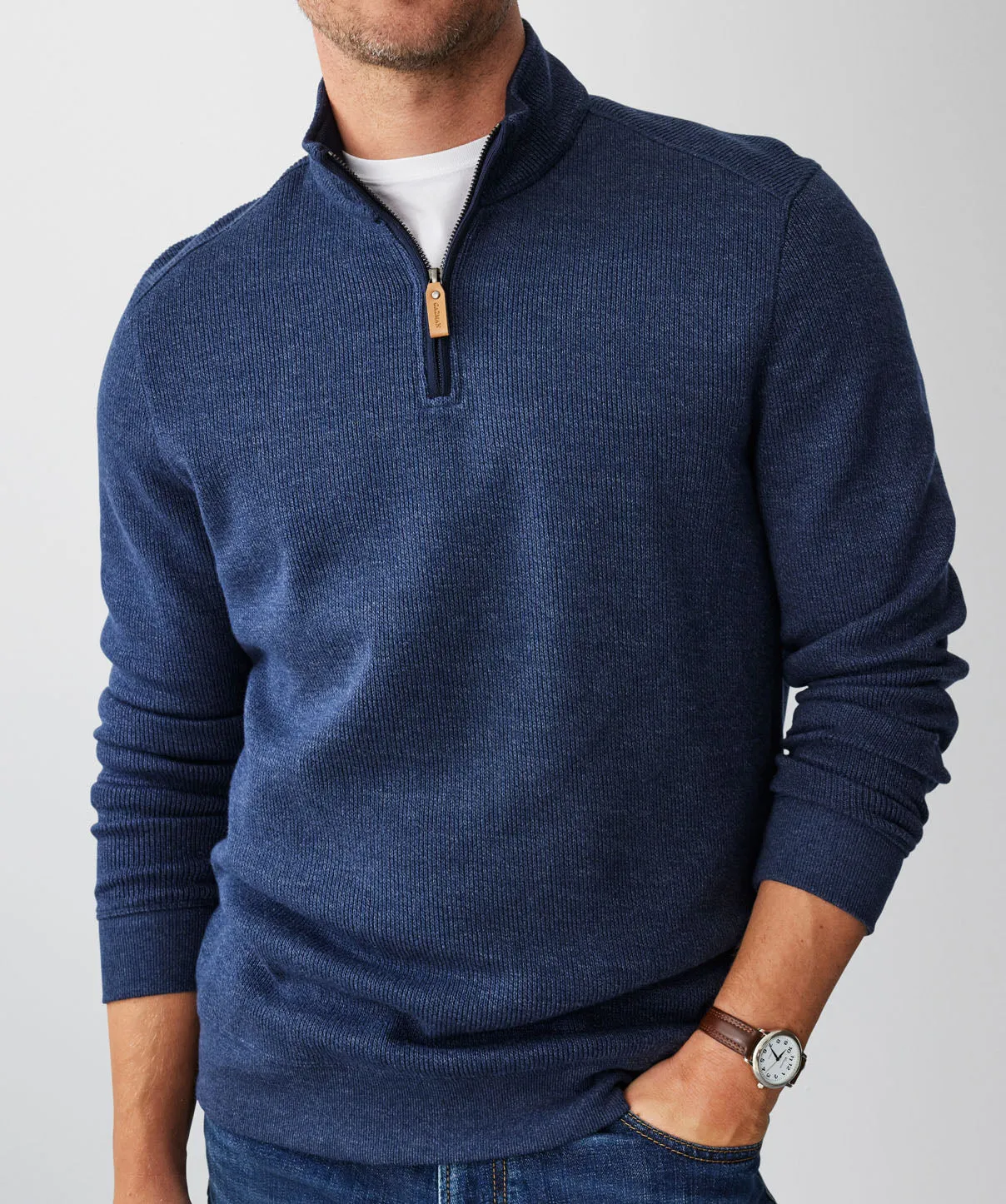 Half Zip French Rib Sweat - Denim sold by GAZMAN product image thumbnail 4