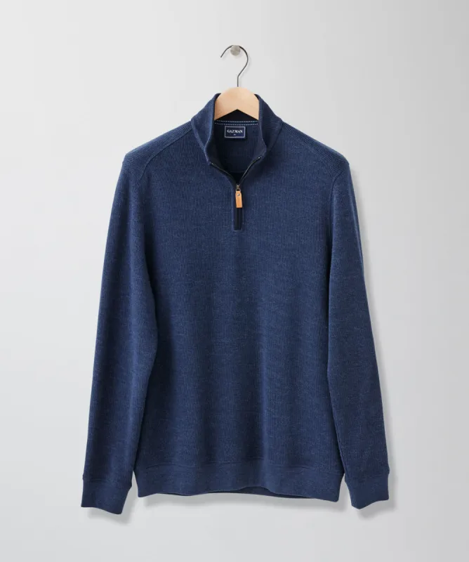 Half Zip French Rib Sweat - Denim sold by GAZMAN
