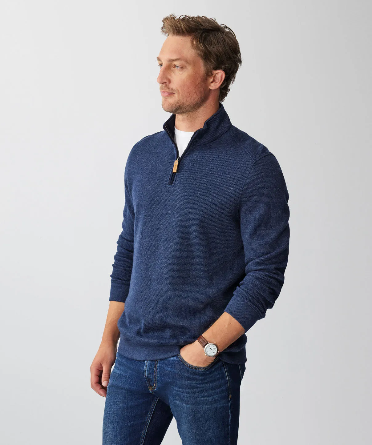 Half Zip French Rib Sweat - Denim sold by GAZMAN product image thumbnail 5