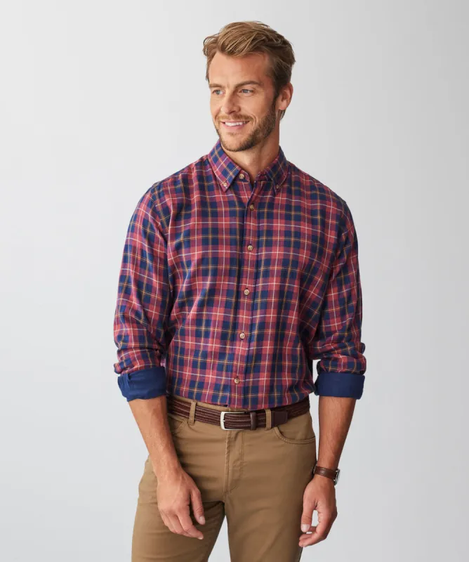 Casual Double Face Check Long Sleeve Shirt - Red Melange sold by GAZMAN