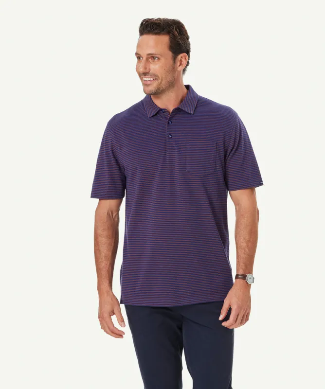 Smart Jaquard Stripe Polo - Terracotta sold by GAZMAN