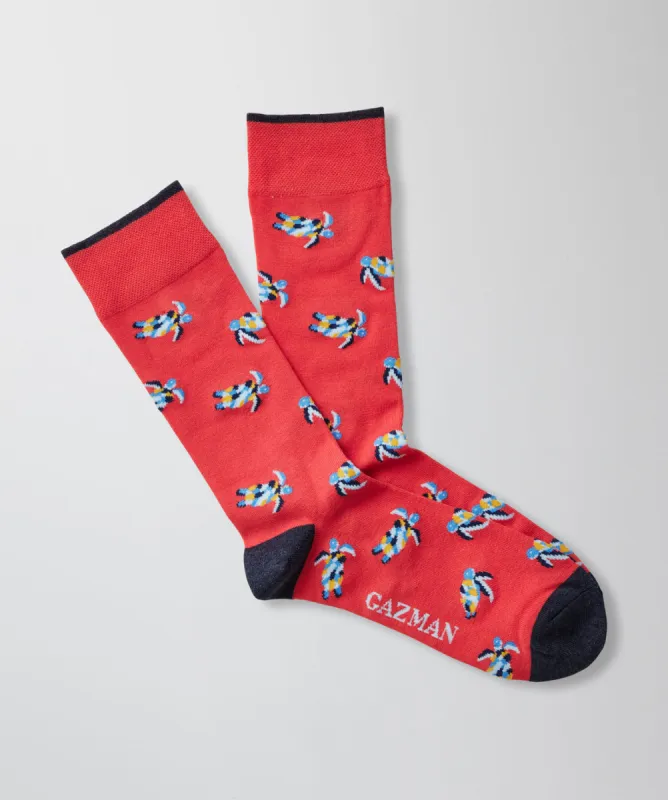 Non Tight Sea Turtle Sock - Red sold by GAZMAN