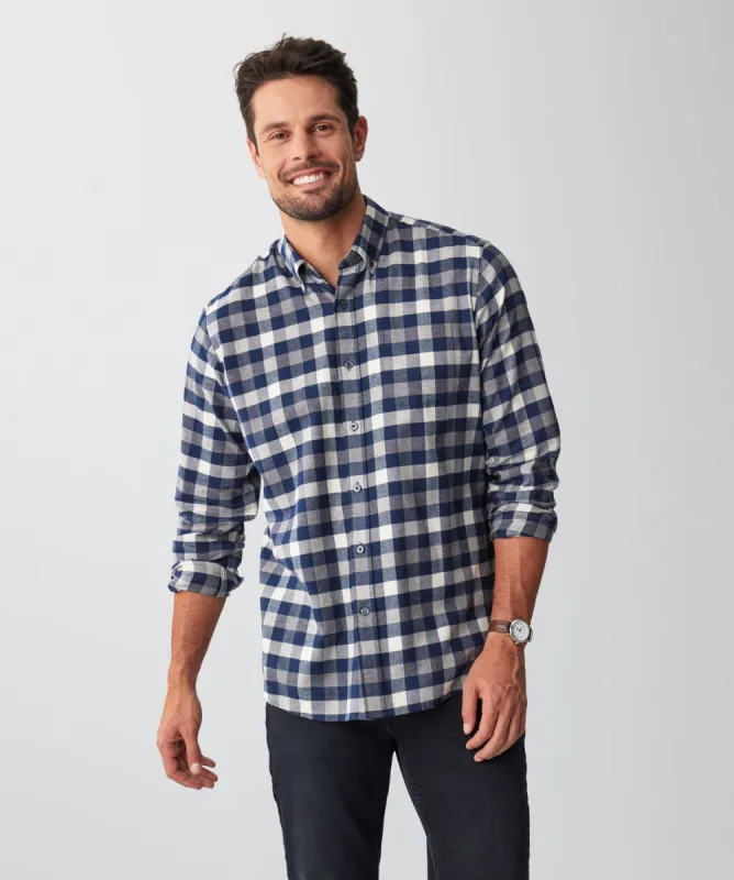 Brushed Box Twill Check Long Sleeve Shirt - Charcoal sold by GAZMAN