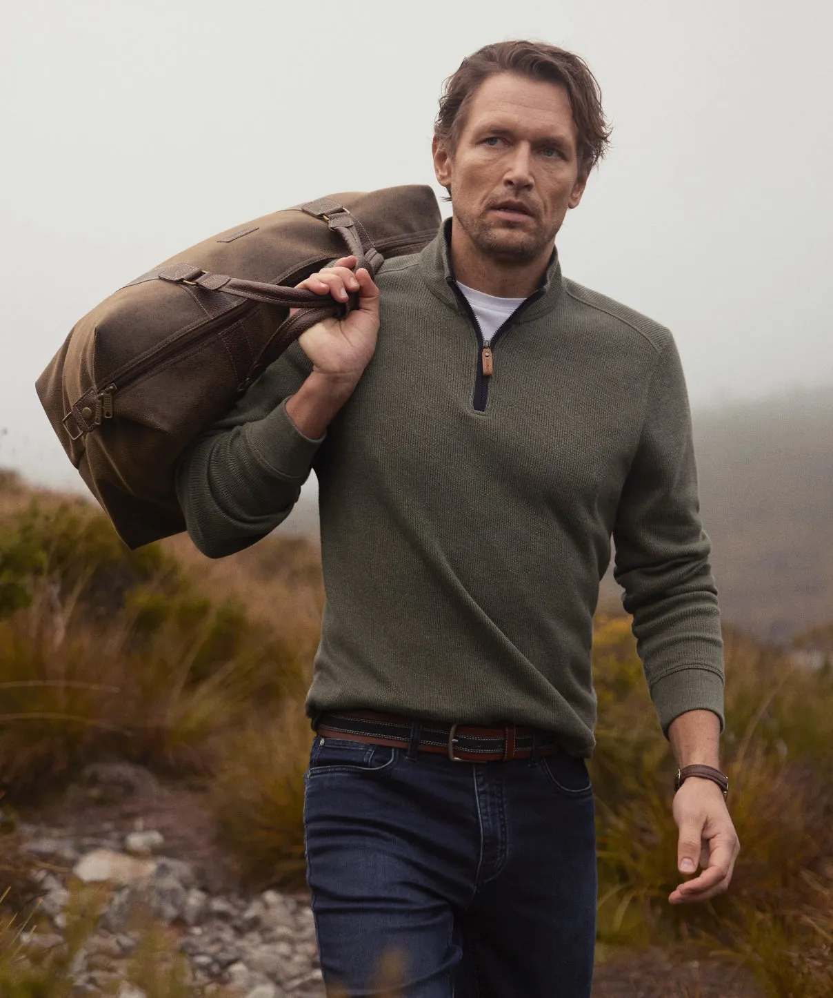 Half Zip French Rib Sweat - Khaki sold by GAZMAN product image thumbnail 2