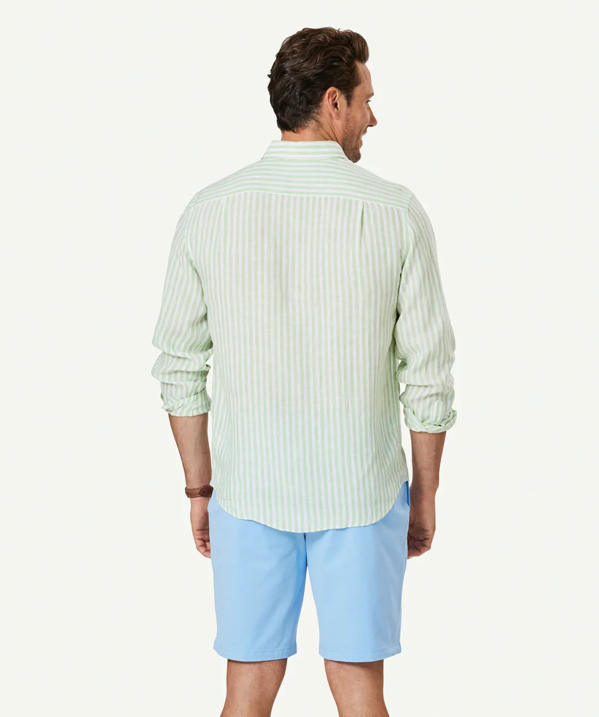 French Linen Stripe Long Sleeve Shirt - Palm sold by GAZMAN product image thumbnail 3