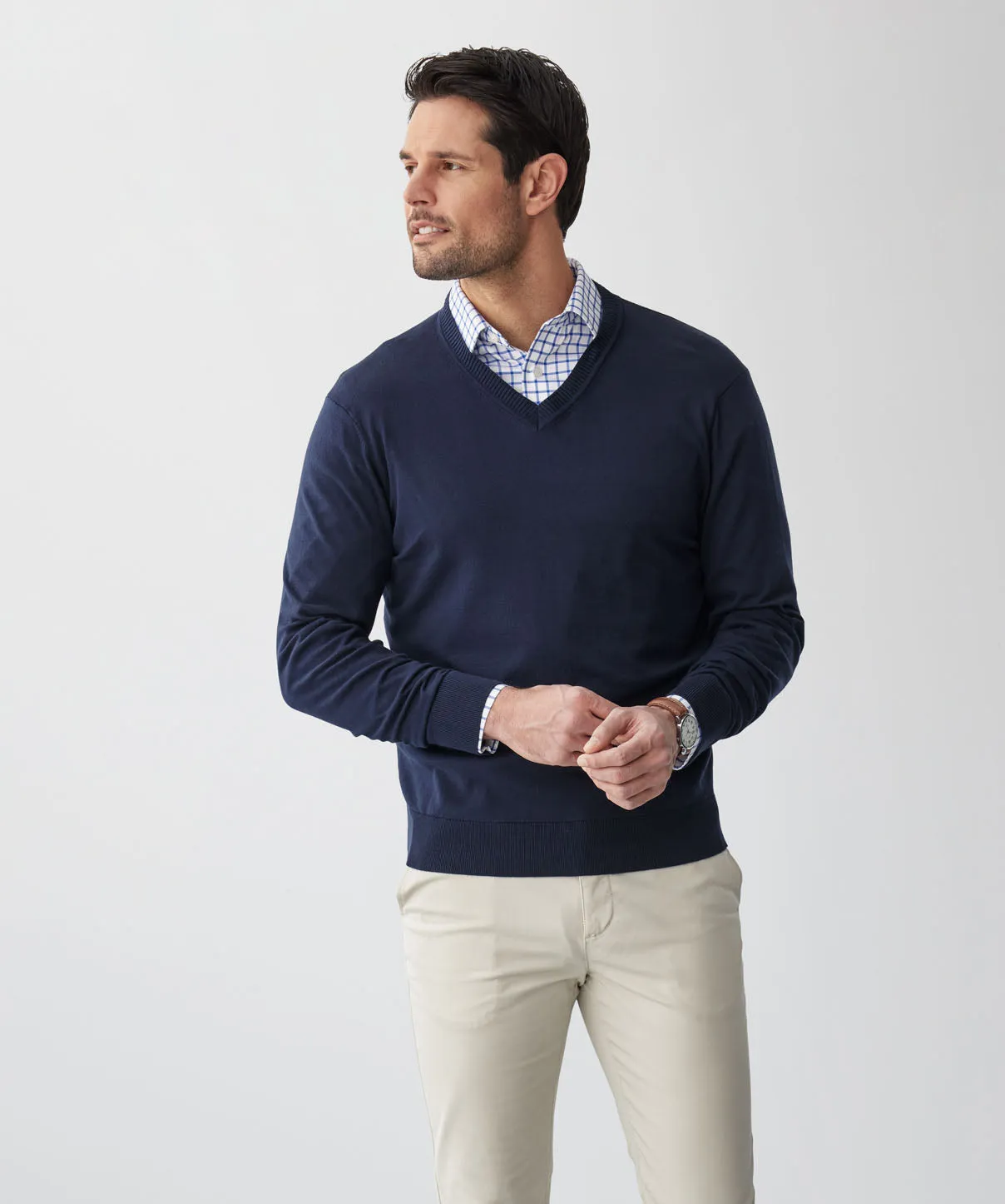 High Flex V-Neck Knit - Navy sold by GAZMAN