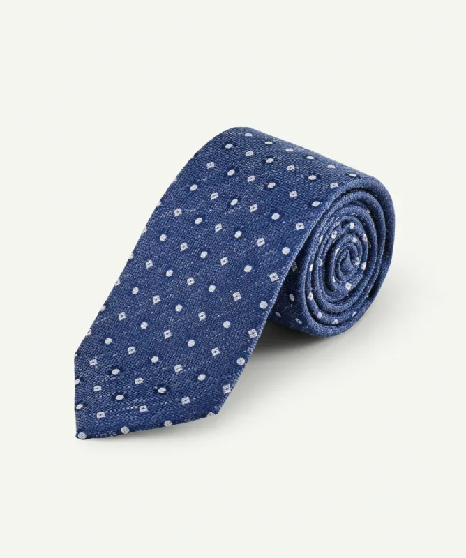 Silk Mini Geo Tie - Denim sold by GAZMAN