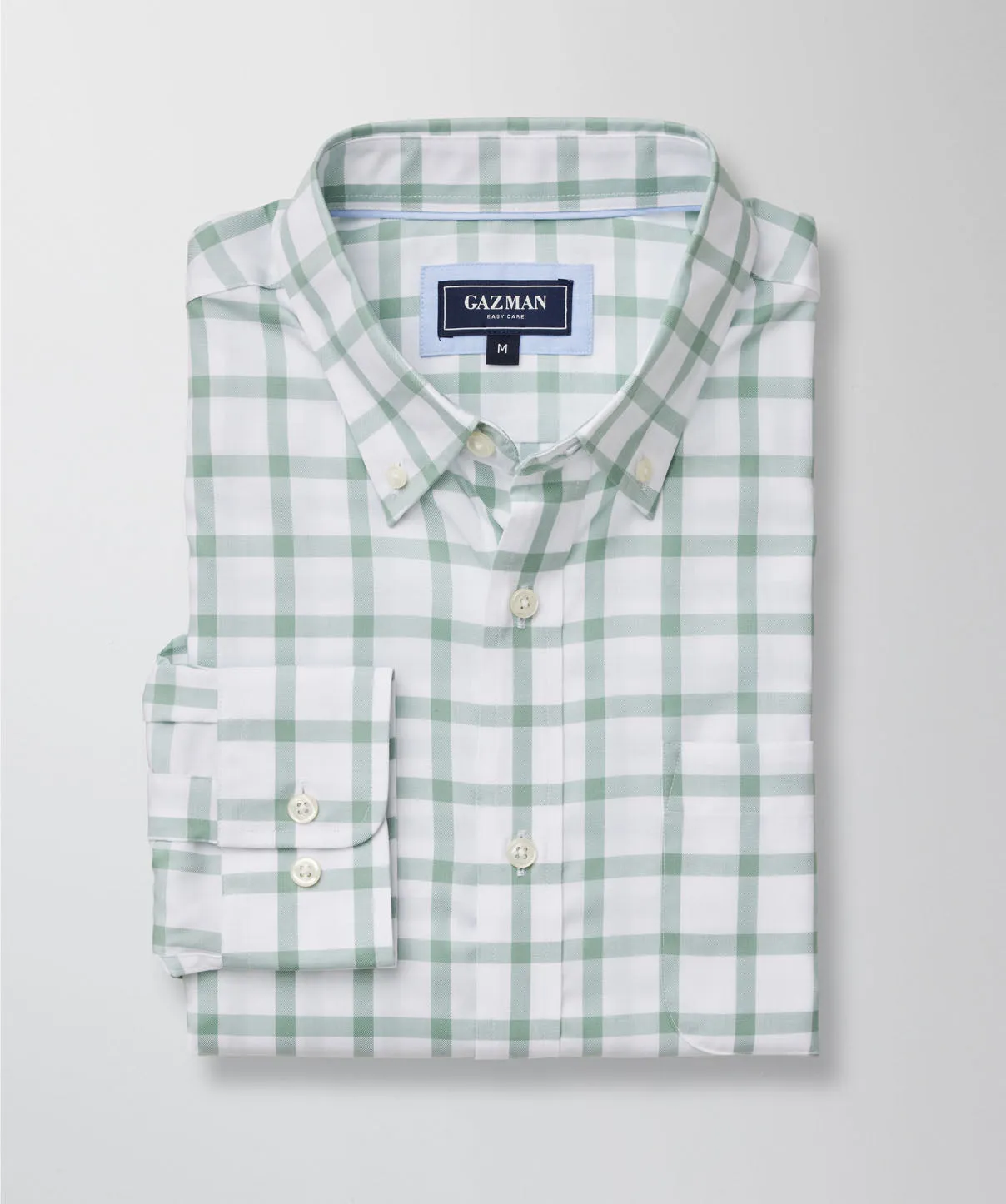 Easy Care Twill Check Long Sleeve Shirt - Sage sold by GAZMAN product image thumbnail 2
