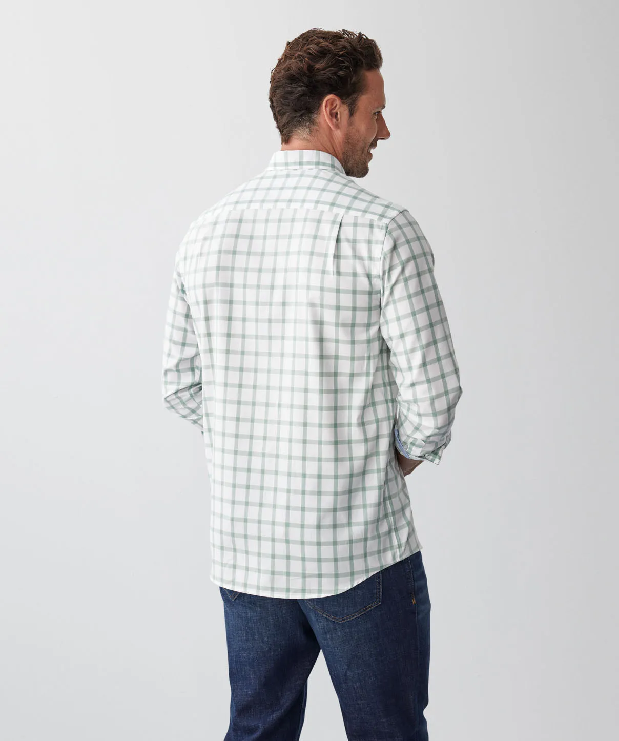 Easy Care Twill Check Long Sleeve Shirt - Sage sold by GAZMAN product image thumbnail 3