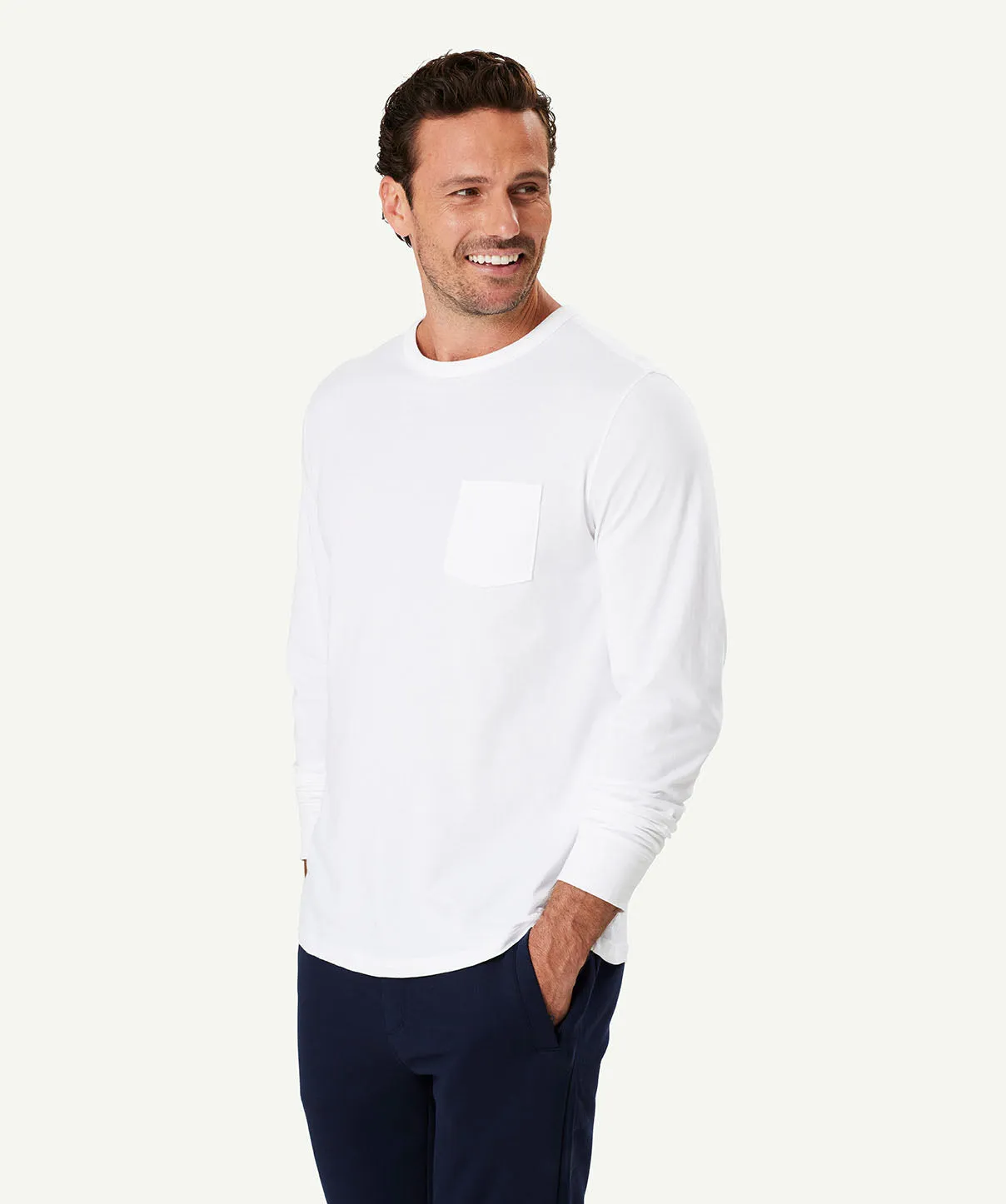 Long Sleeve Pocket T-shirt - White sold by GAZMAN product image thumbnail 5