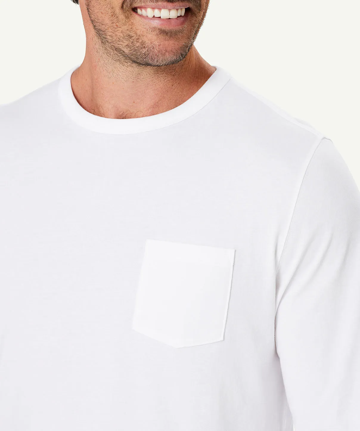 Long Sleeve Pocket T-shirt - White sold by GAZMAN product image thumbnail 4