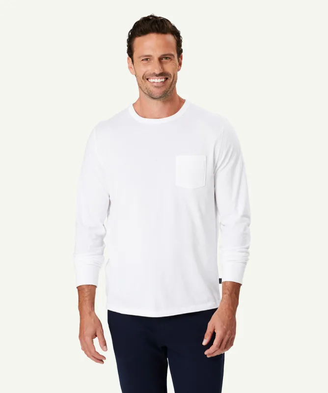 Long Sleeve Pocket T-shirt - White sold by GAZMAN