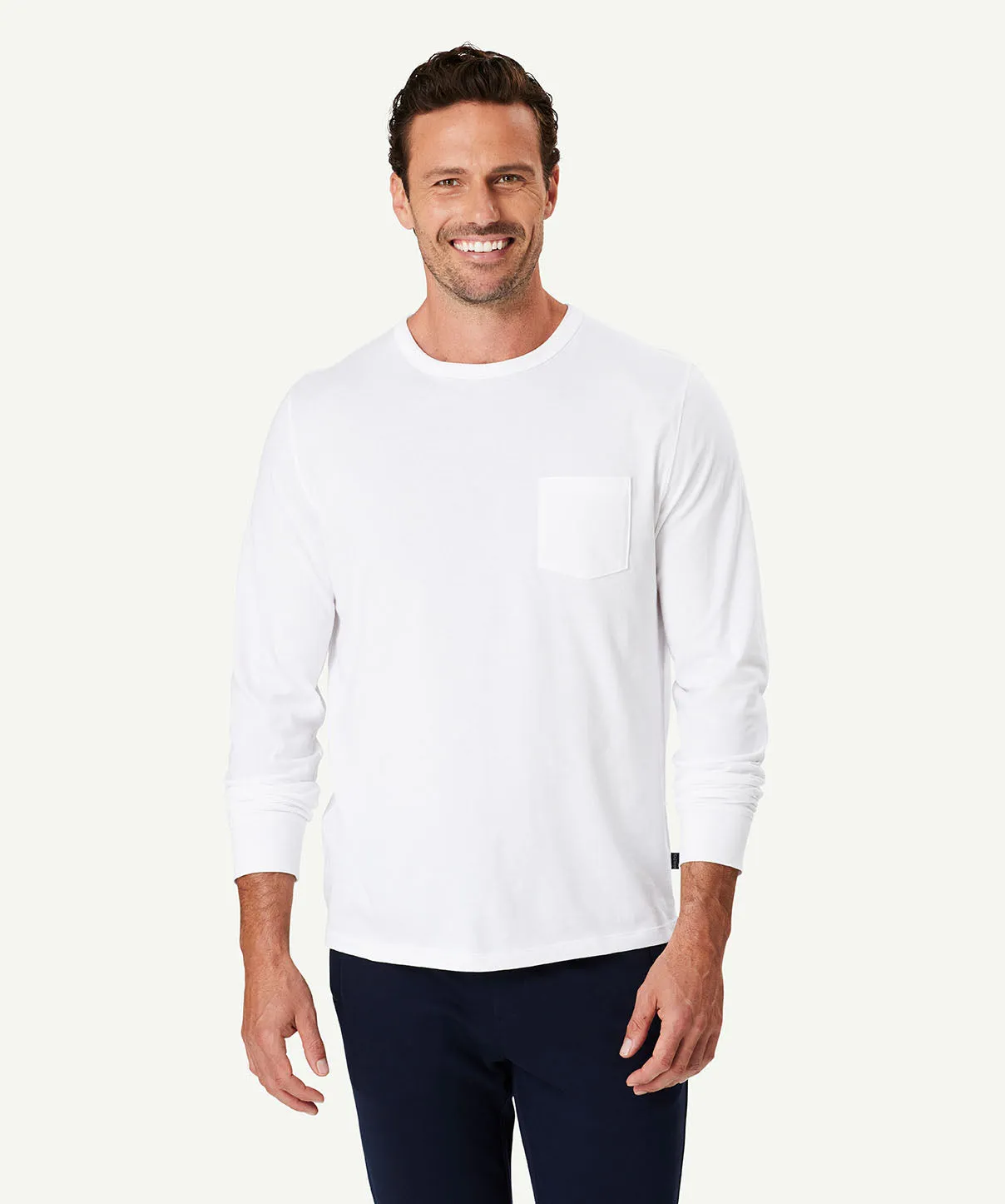 Long Sleeve Pocket T-shirt - White sold by GAZMAN