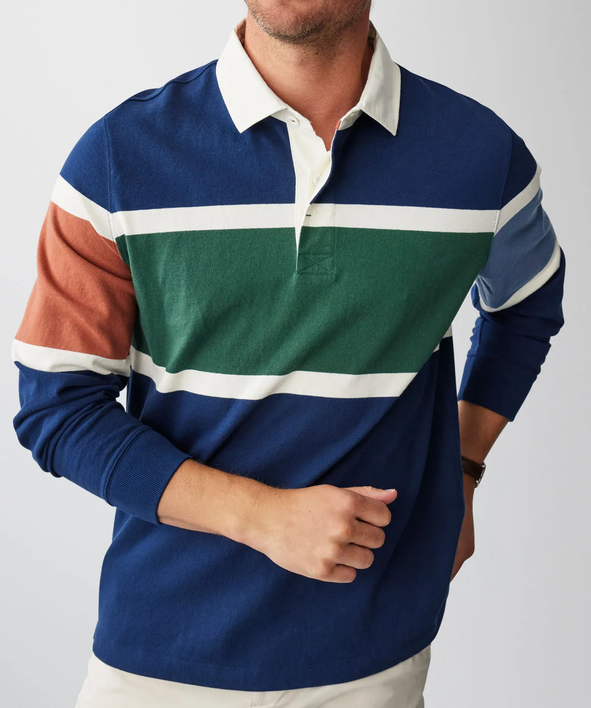 Multi Stripe Rugby Jumper - Navy sold by GAZMAN product image thumbnail 4