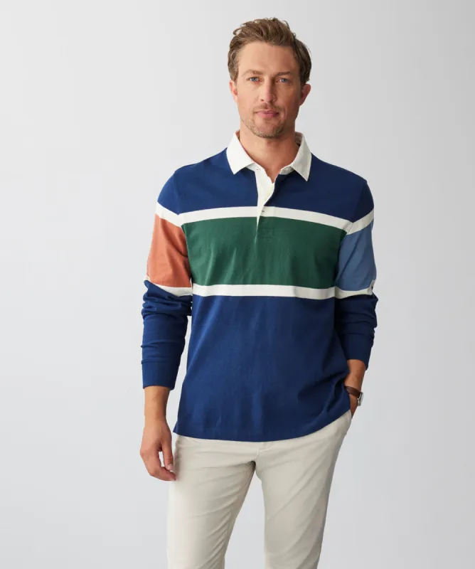 Multi Stripe Rugby Jumper - Navy sold by GAZMAN