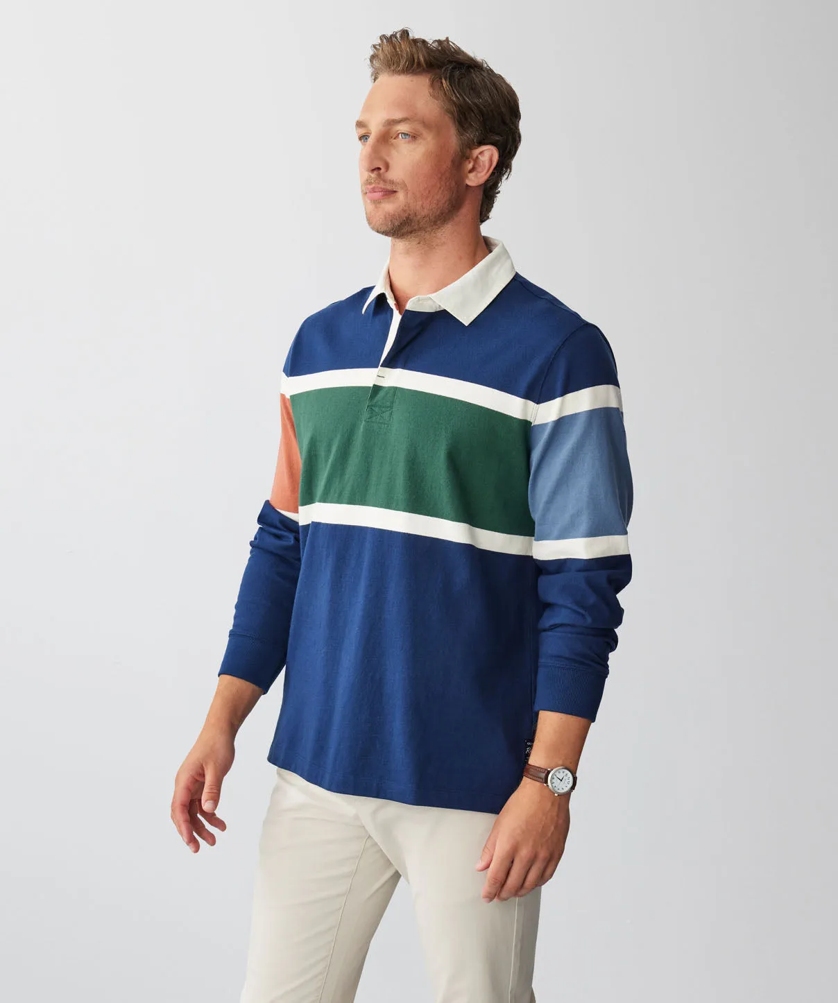 Multi Stripe Rugby Jumper - Navy sold by GAZMAN product image thumbnail 5