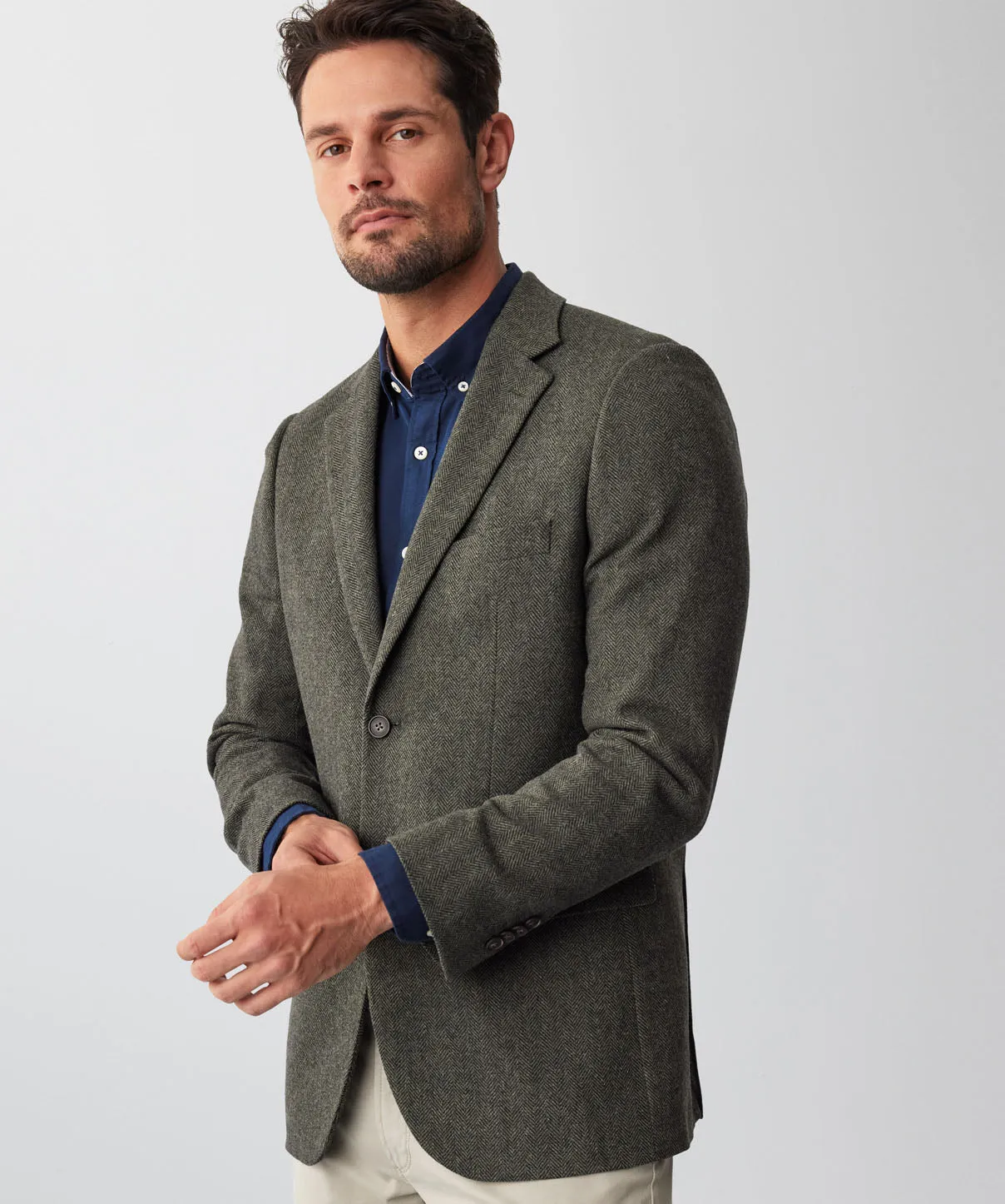 Wool Blend Herringbone Sports Jacket - Forest sold by GAZMAN product image thumbnail 4