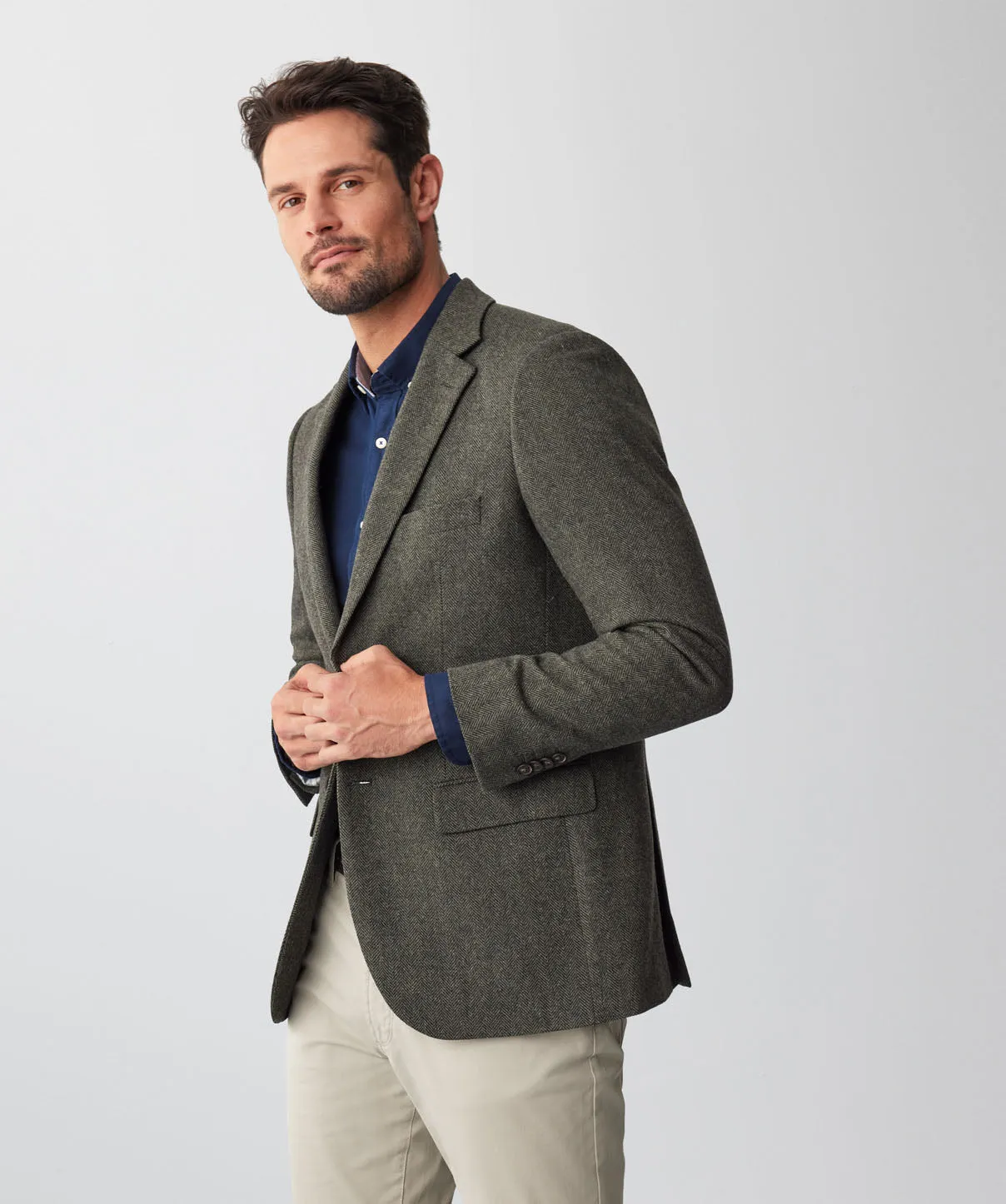 Wool Blend Herringbone Sports Jacket - Forest sold by GAZMAN product image thumbnail 5