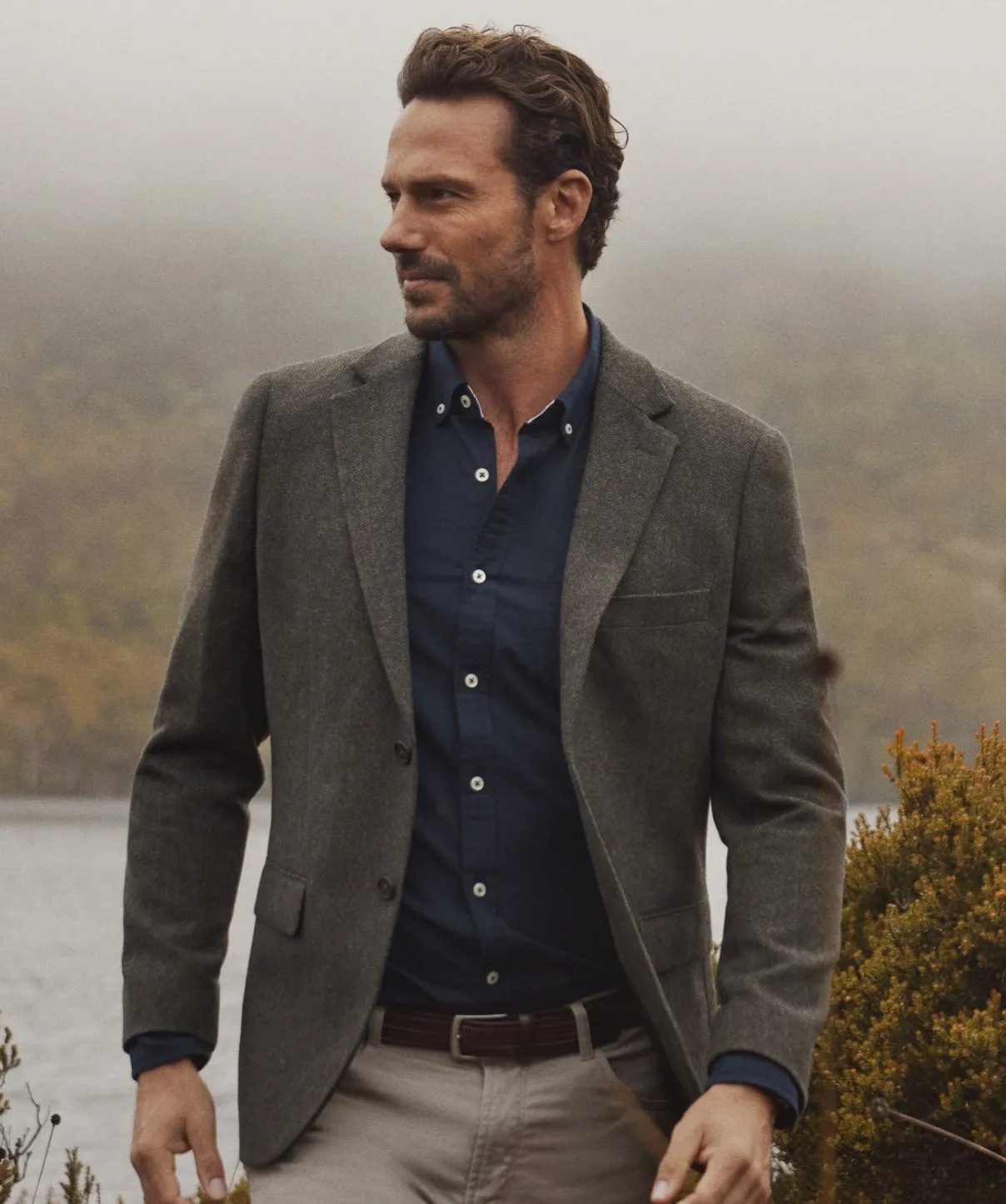 Wool Blend Herringbone Sports Jacket - Forest sold by GAZMAN product image thumbnail 2
