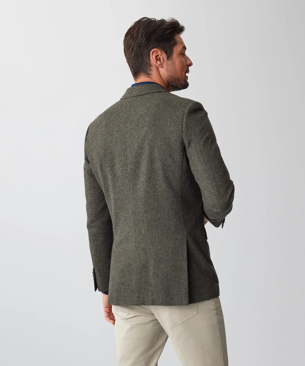 Wool Blend Herringbone Sports Jacket - Forest sold by GAZMAN product image thumbnail 3