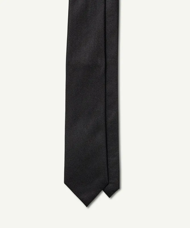 Silk Texture Plain Tie - Black sold by GAZMAN