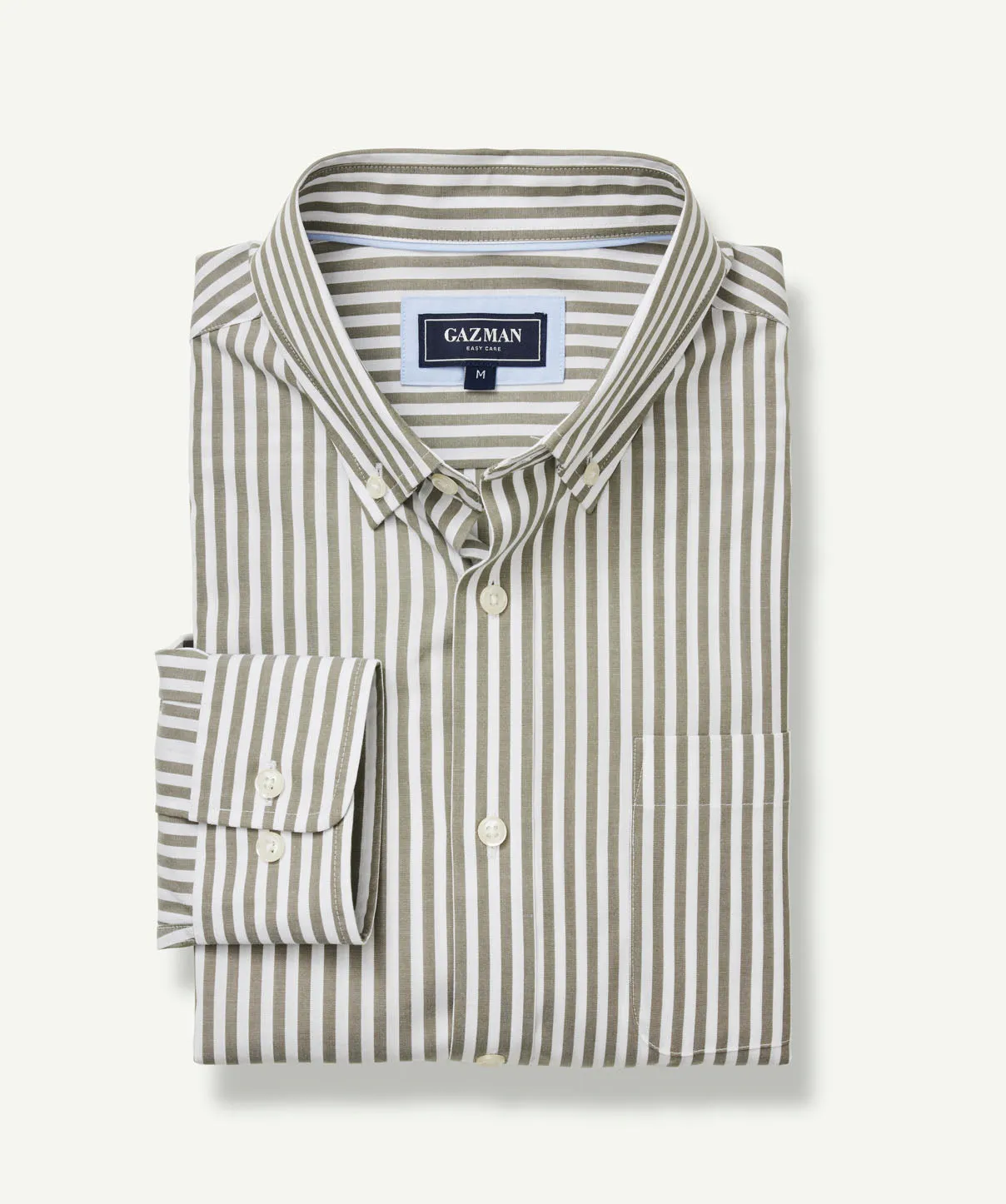 Easy Care Stretch Stripe Long Sleeve Shirt - Khaki sold by GAZMAN product image thumbnail 2