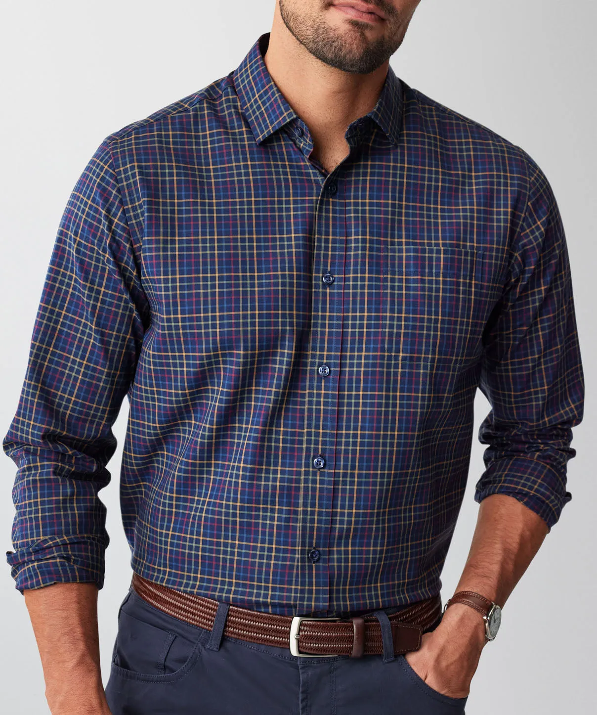 Easy Care Twill Multi Check Long Sleeve Shirt - Multi Check sold by GAZMAN product image thumbnail 4