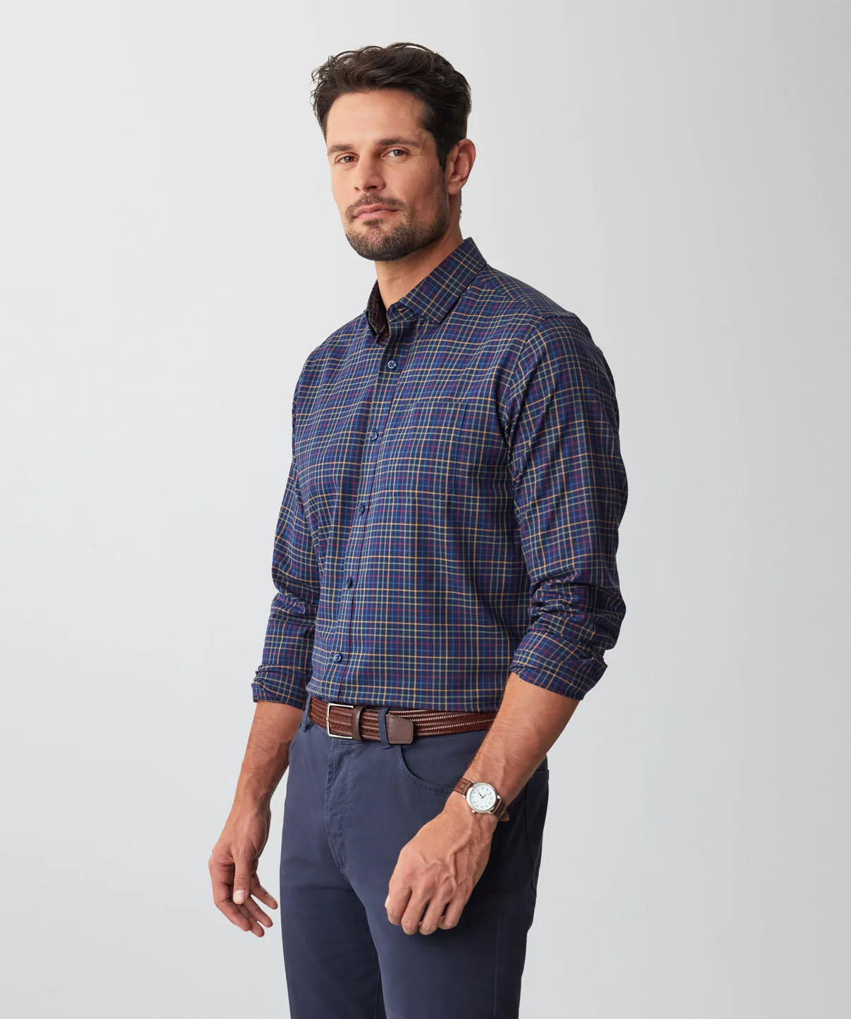 Easy Care Twill Multi Check Long Sleeve Shirt - Multi Check sold by GAZMAN product image thumbnail 5