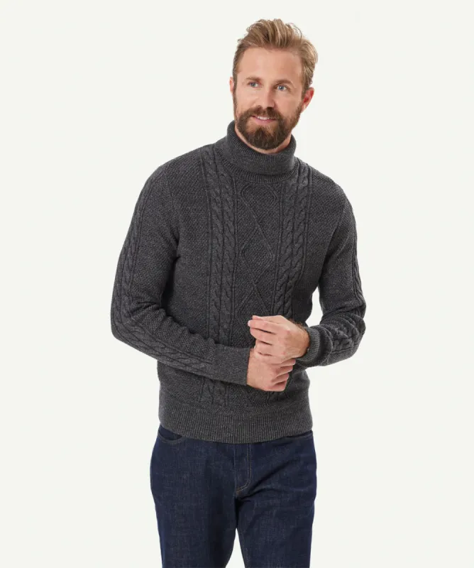 Cable Crew Neck Knit - Charcoal sold by GAZMAN