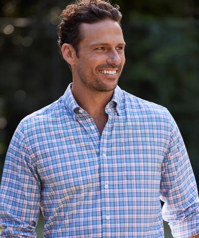 GAZFLEX Performance Check Long Sleeve Shirt - Powder Blue sold by GAZMAN