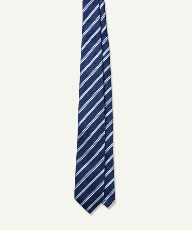 Silk Striped Tie - Blue sold by GAZMAN