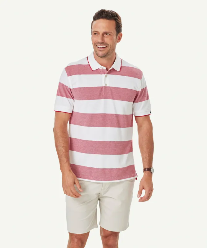 Oxford Block Stripe Polo - Red sold by GAZMAN
