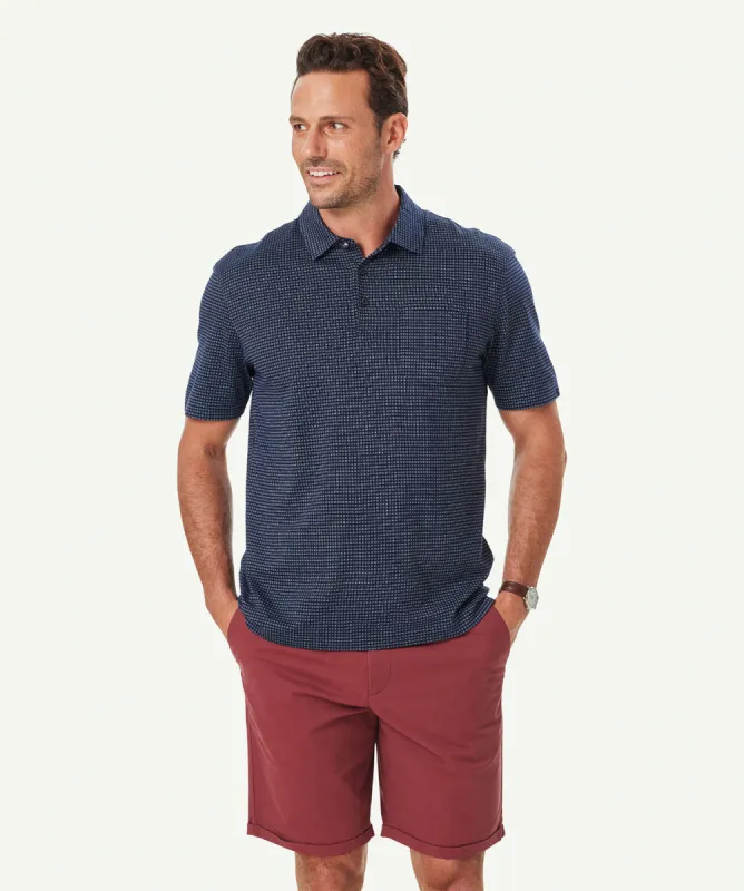 Smart Jaquard Grid Polo - Navy sold by GAZMAN