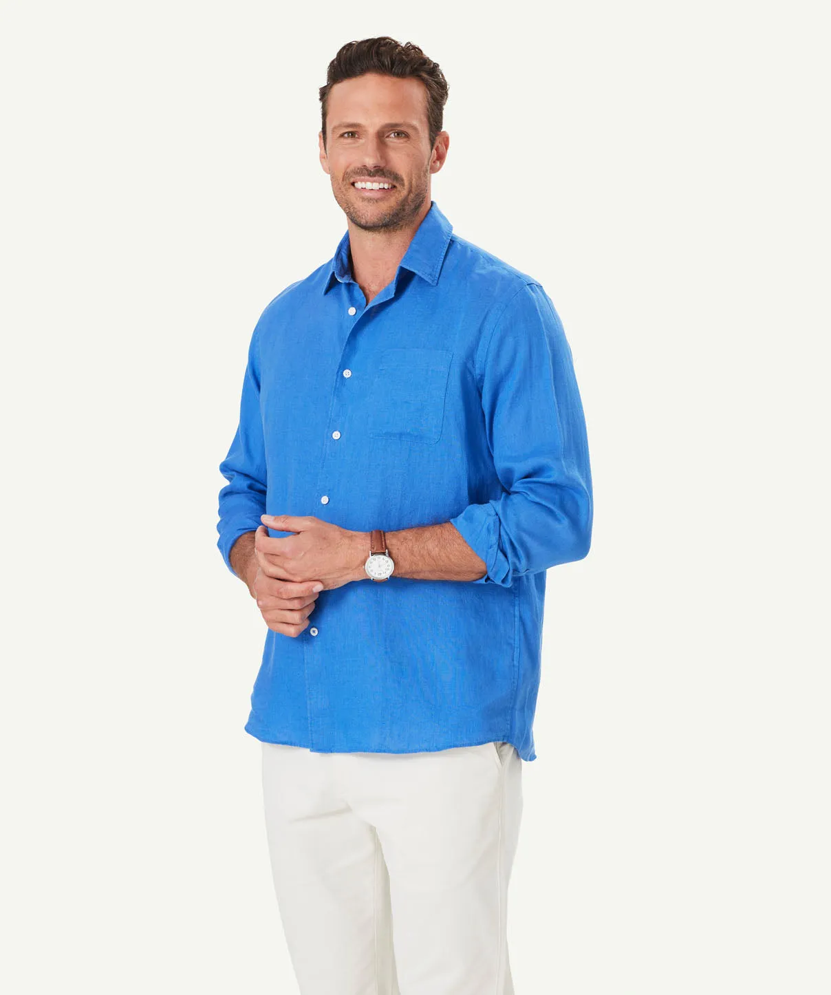 Pure French Linen Long Sleeve Shirt - Ocean sold by GAZMAN product image thumbnail 5