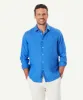 Pure French Linen Long Sleeve Shirt - Ocean sold by GAZMAN