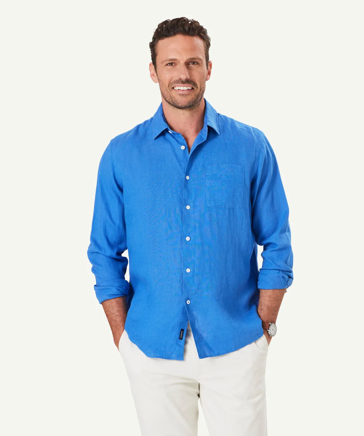 Pure French Linen Long Sleeve Shirt - Ocean sold by GAZMAN product image thumbnail 3