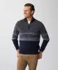 Wool Blend Ombre Half Zip - Navy sold by GAZMAN