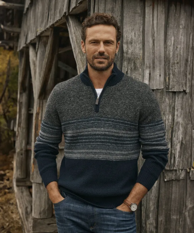 Wool Blend Ombre Half Zip - Navy sold by GAZMAN