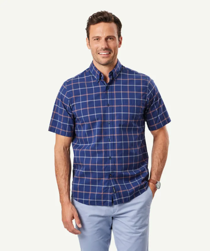 Casual Madras Check Short Sleeve Shirt - Navy sold by GAZMAN